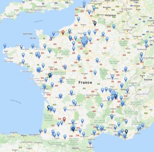 Carte pour formations en France